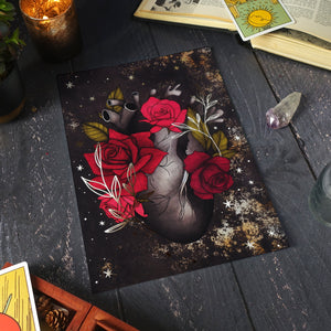 Black Heart and Roses - Foil Art Print