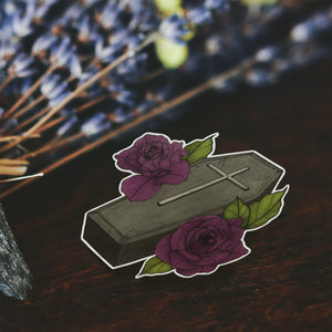 Coffin and Roses - Vinyl Sticker