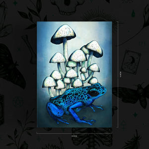 Frog and Mushrooms - Postcard Mini Print - Print is Dead