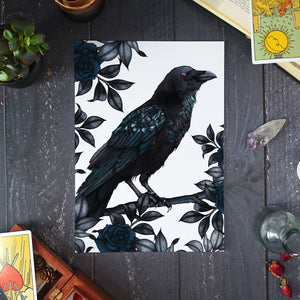 Raven and Roses - Digital Art Print