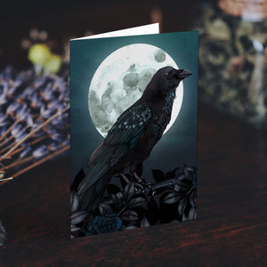 Raven and Moon - Greeting Card
