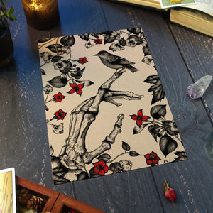 Skeleton Hand and Sparrow - Kraft Art Print
