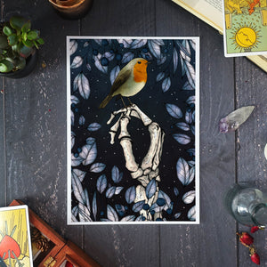 Skeleton Hand and Robin - Fine Art Print