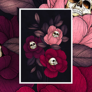 Skull Peonies - Giclée Art Print