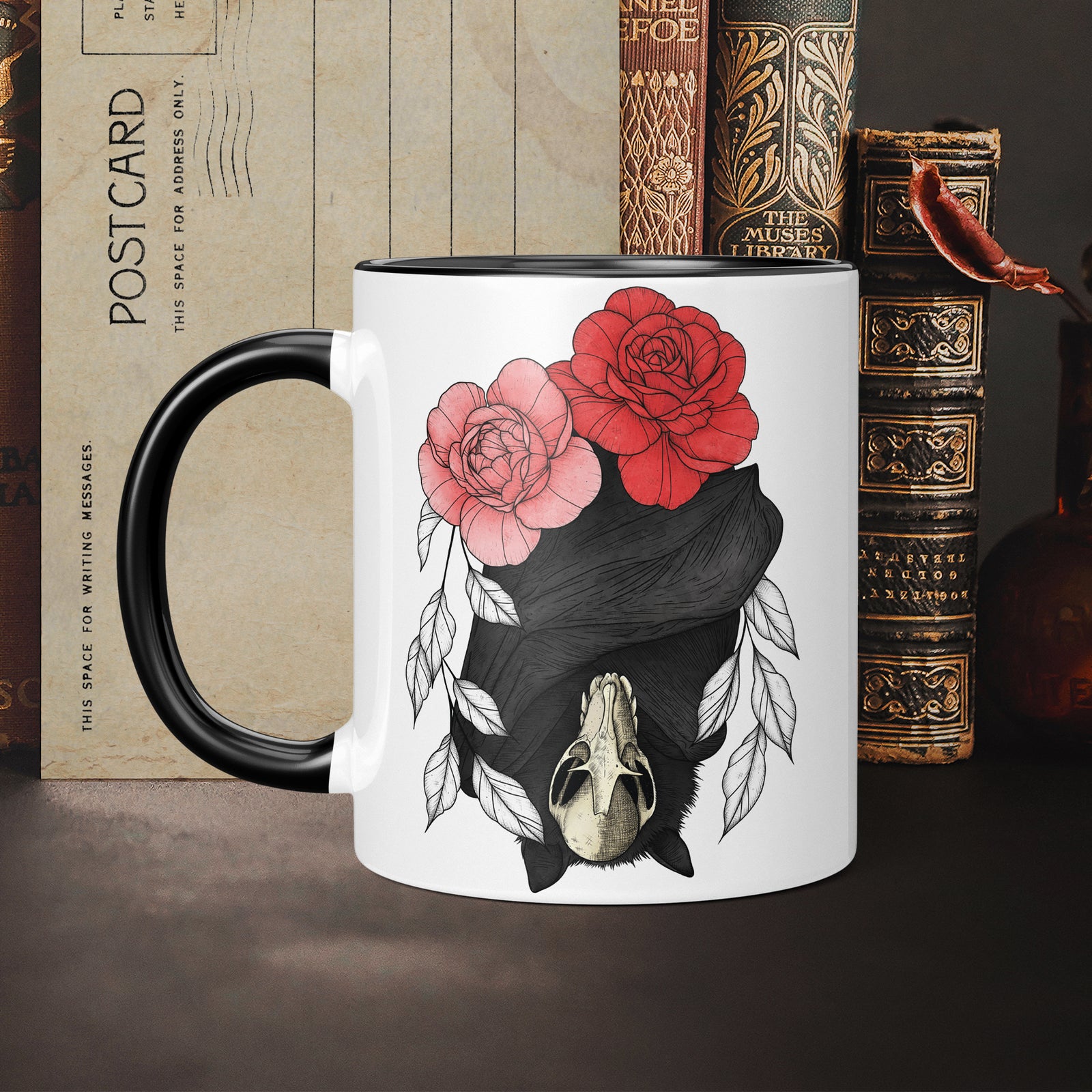 Bat and Peonies - Ceramic Mug