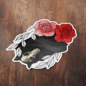 Bat and Peonies - Vinyl Sticker