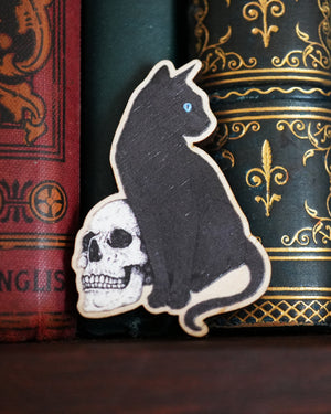 Black Cat - Wooden Pin Badge
