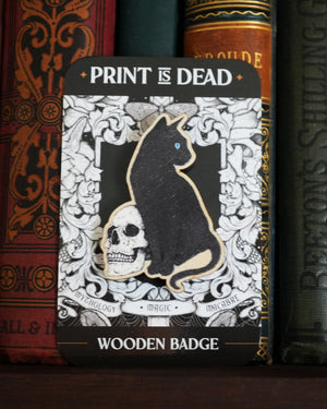 Black Cat - Wooden Pin Badge