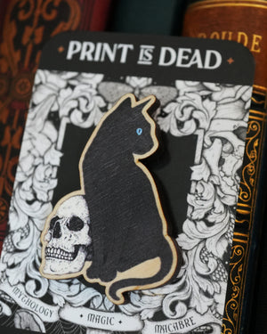 Black Cat - Wooden Pin Badge