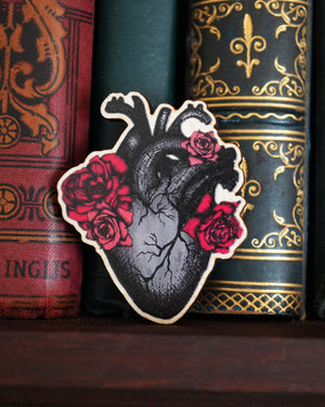 Black Heart - Wooden Pin Badge
