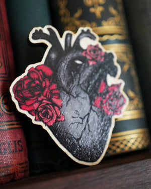 Black Heart - Wooden Pin Badge