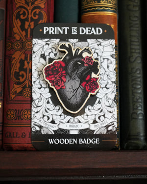 Black Heart - Wooden Pin Badge