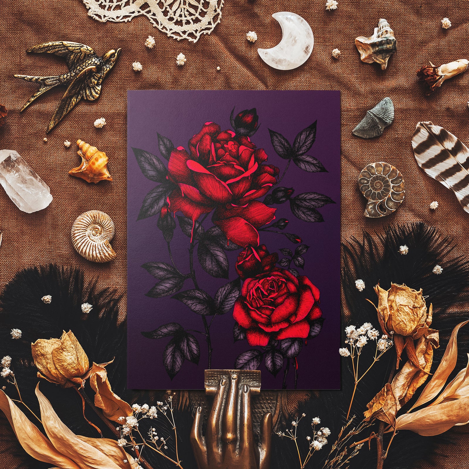 Bleeding Roses - Glossy Fine Art Postcard