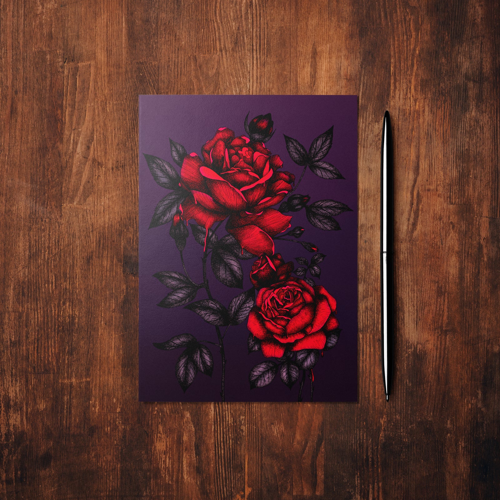 Bleeding Roses - Glossy Fine Art Postcard