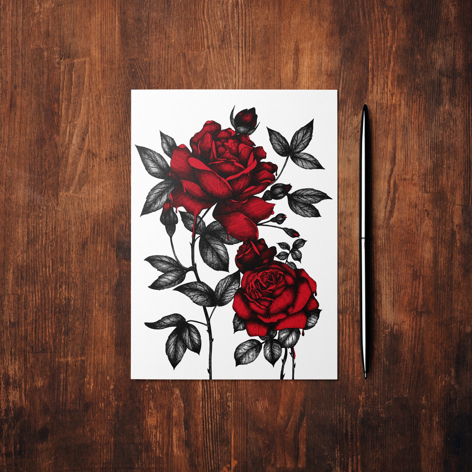 Bleeding Roses - Mohawk Fine Art Postcard