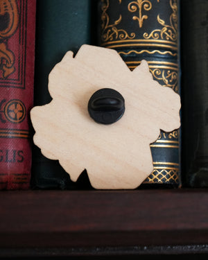 Coffin and Roses - Wooden Pin Badge
