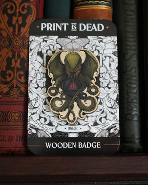 Cthulhu D20 - Wooden Pin Badge