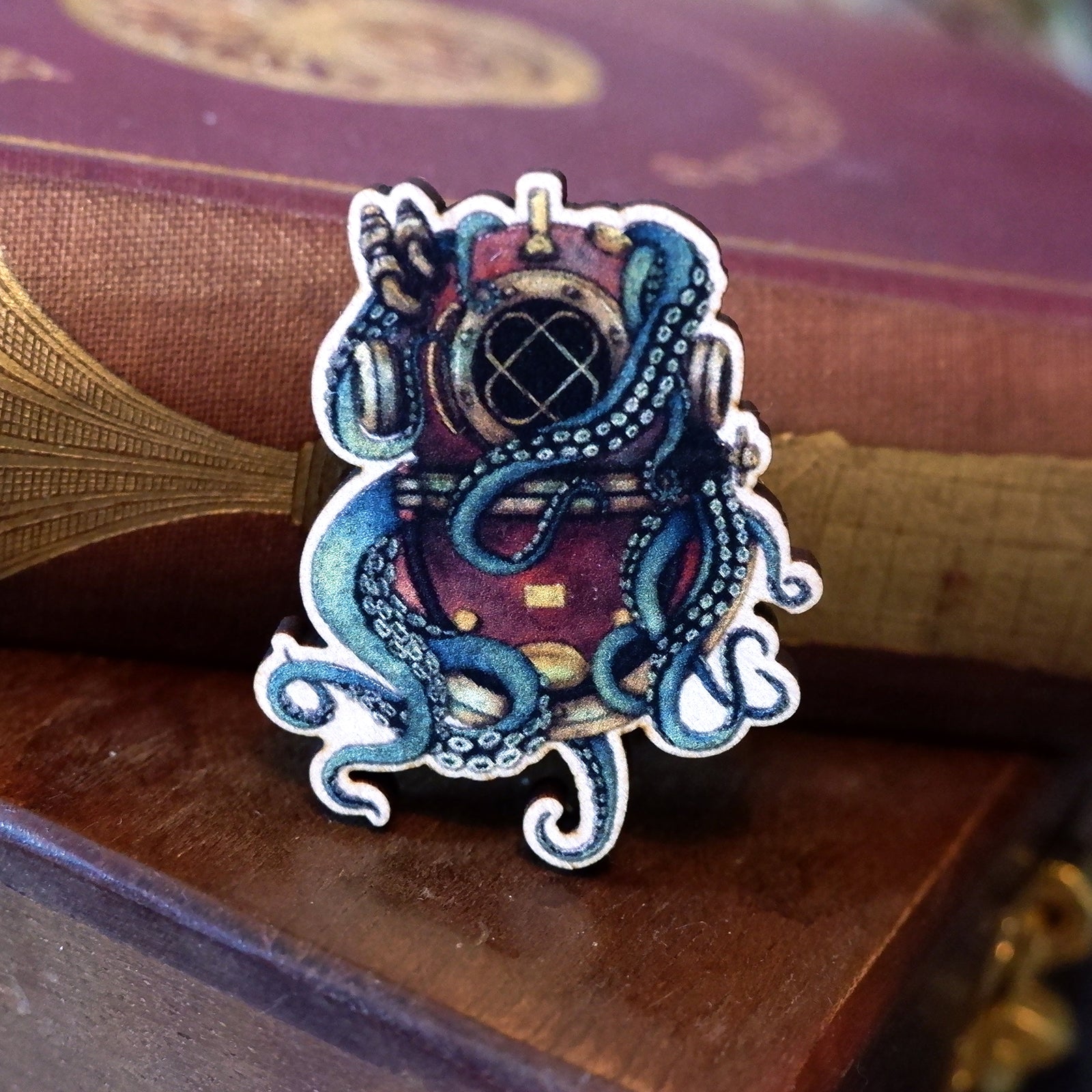 From the Depths - Wooden Pin Badge