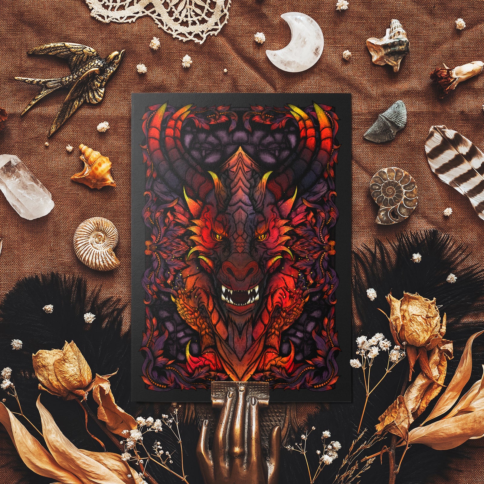 Ember Dragon - Glossy Fine Art Postcard