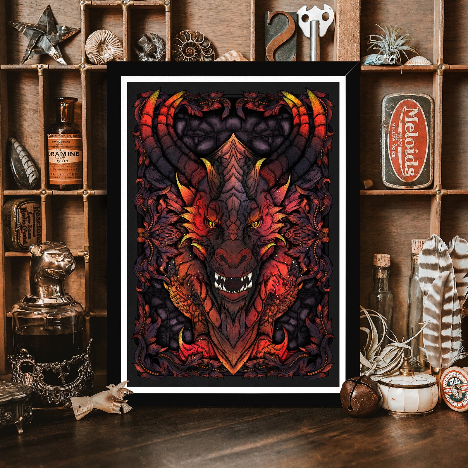 Ember Dragon - Framed Giclée Art Print