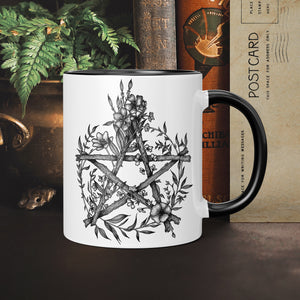 Floral Pentacle - Ceramic Mug