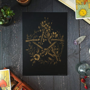Floral Pentacle - A4 Risograph Print