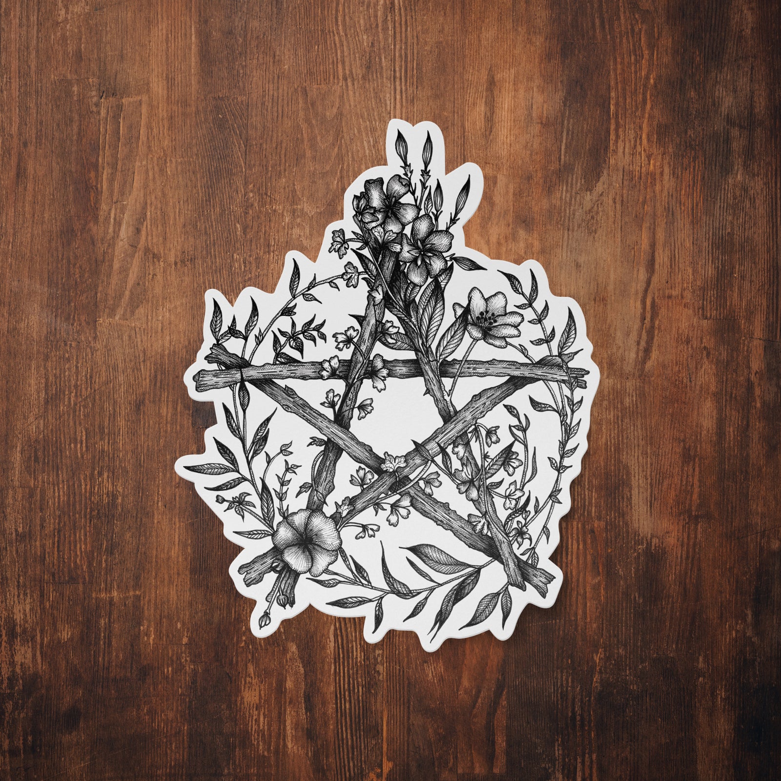 Floral Pentacle - Vinyl Sticker