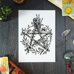 Floral Pentacle - Standard Art Print