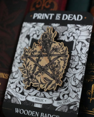 Floral Pentacle - Wooden Pin Badge