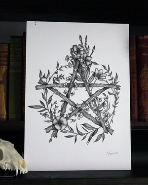 Floral Pentacle - Original A4 Drawing