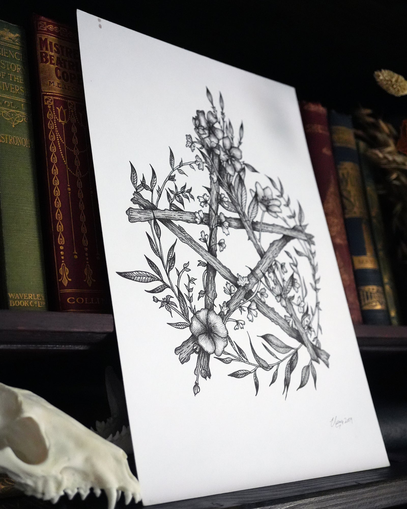 Floral Pentacle - Original A4 Drawing