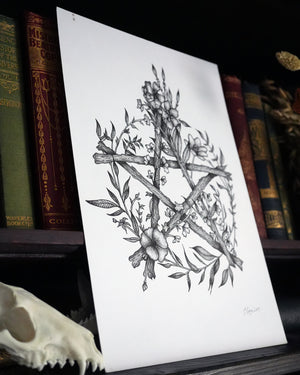 Floral Pentacle - Original A4 Drawing