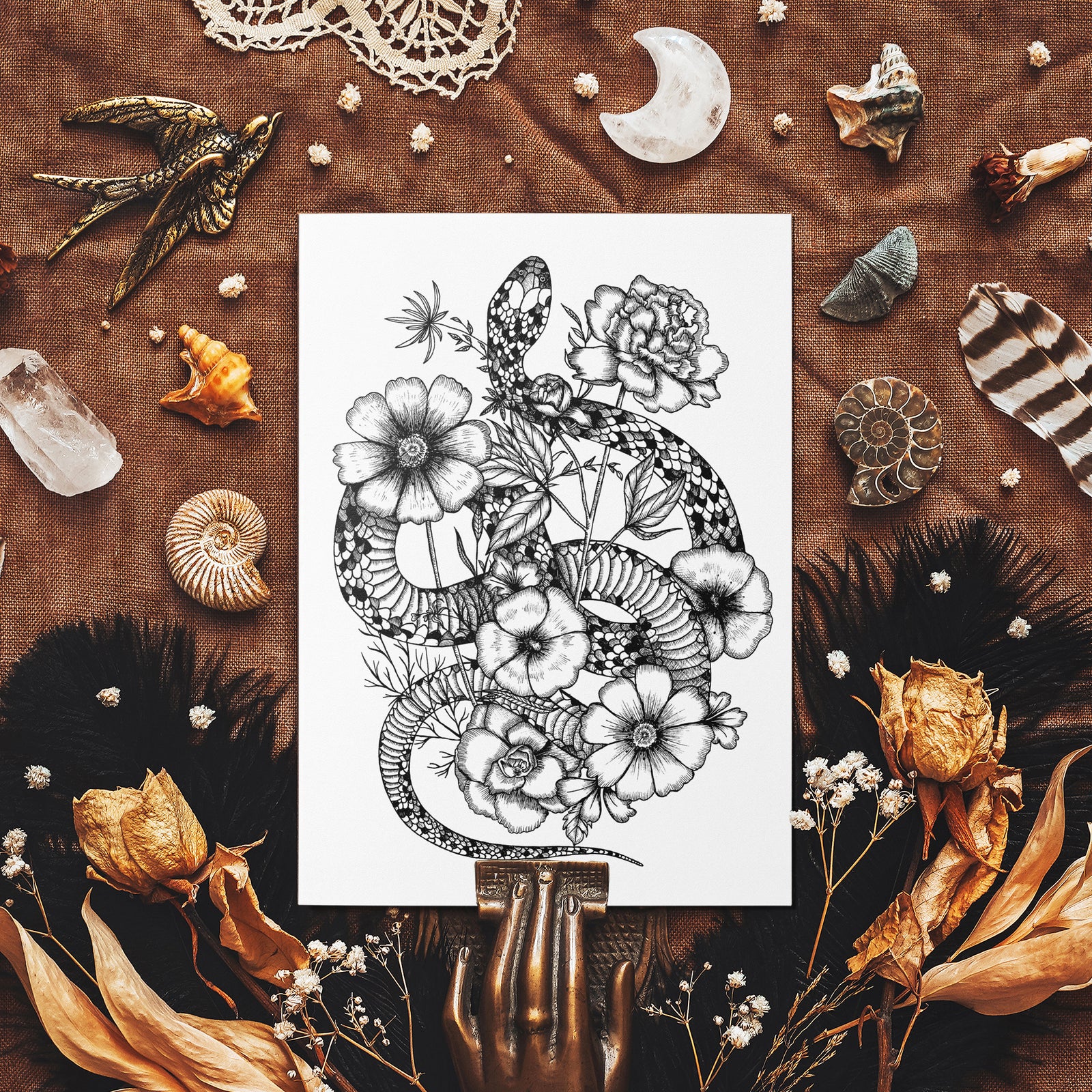 Floral Snake - Mohawk Fine Art Postcard