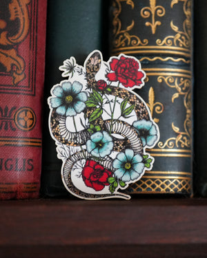 Floral Snake - Wooden Pin Badge