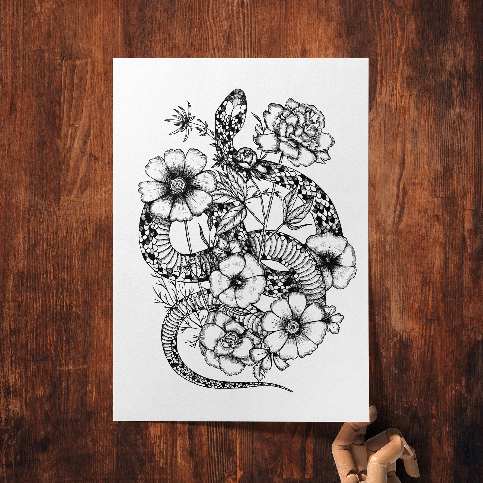 Floral Snake - Giclée Art Print