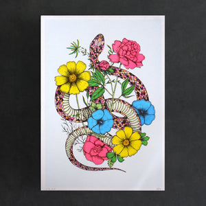 Floral Snake - A3 Risograph Print
