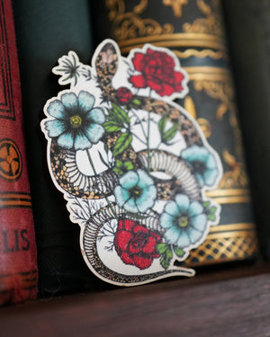 Floral Snake - Wooden Pin Badge