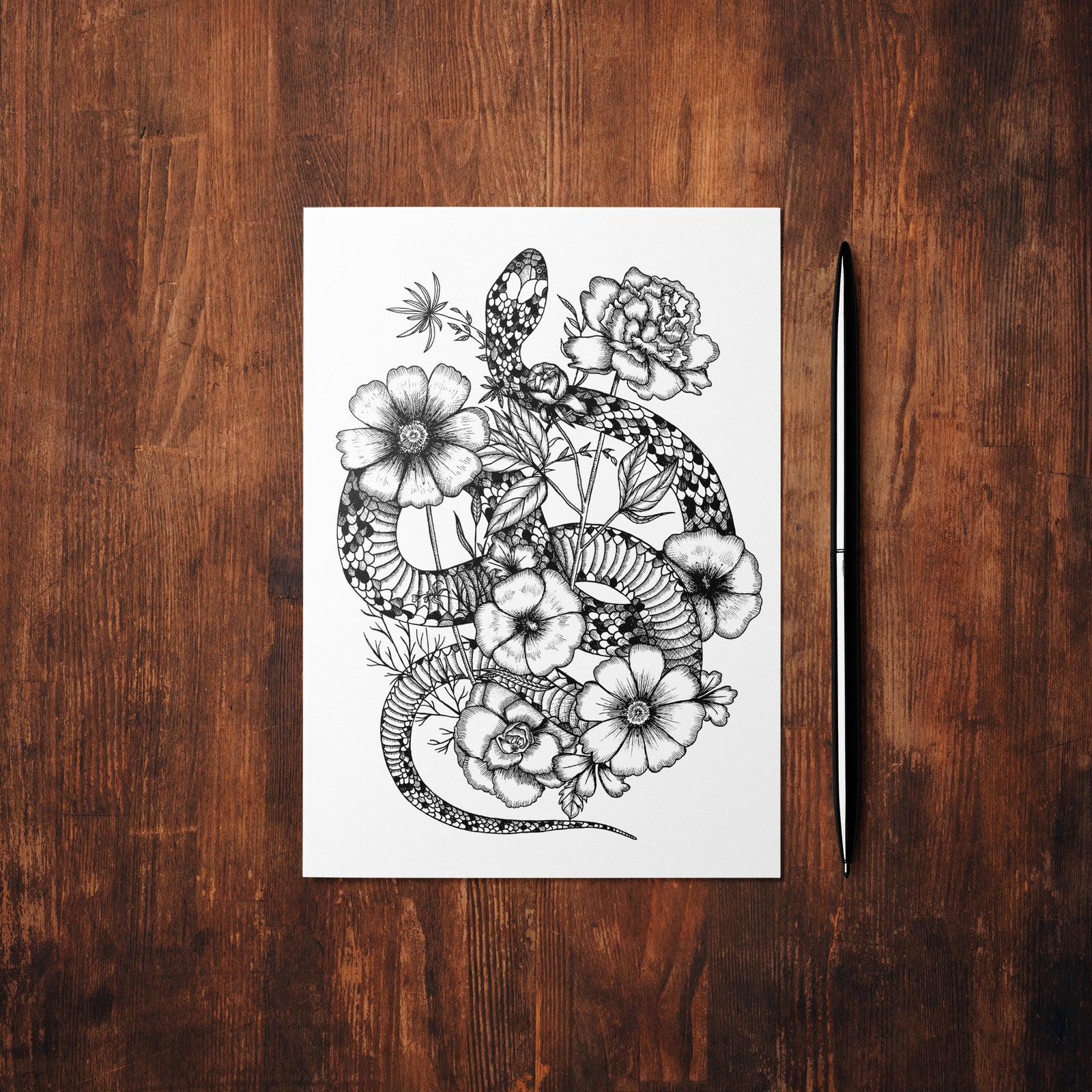 Floral Snake - Mohawk Fine Art Postcard