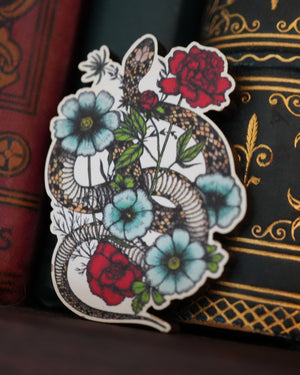 Floral Snake - Wooden Pin Badge