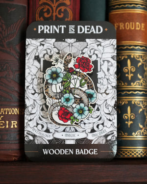 Floral Snake - Wooden Pin Badge