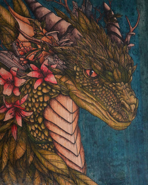 Forest Dragon Original Wood Art