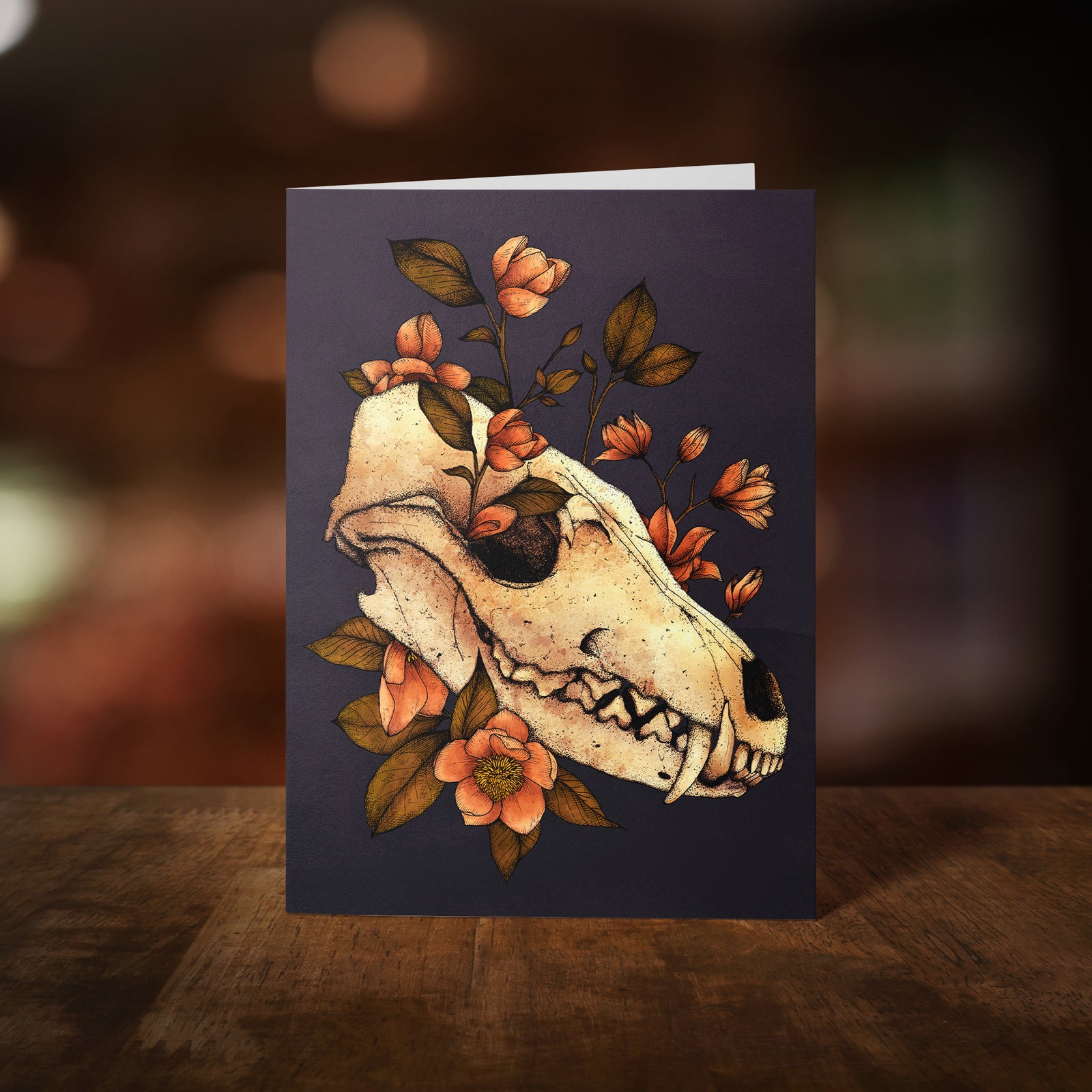 Fox Skull and Magnolias - Greeting Card