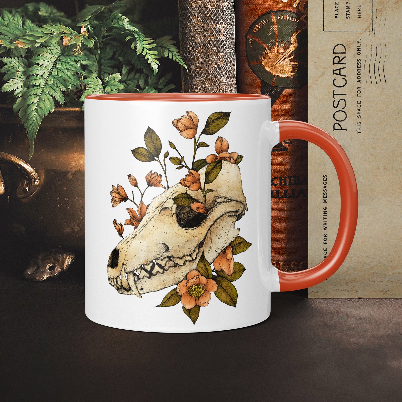 Fox Skull and Magnolias - Ceramic Mug