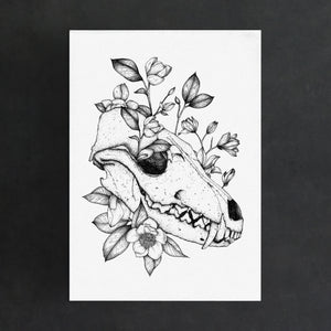 Fox Skull and Magnolias - Standard Art Print