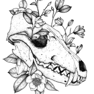Fox Skull and Magnolias - Standard Art Print