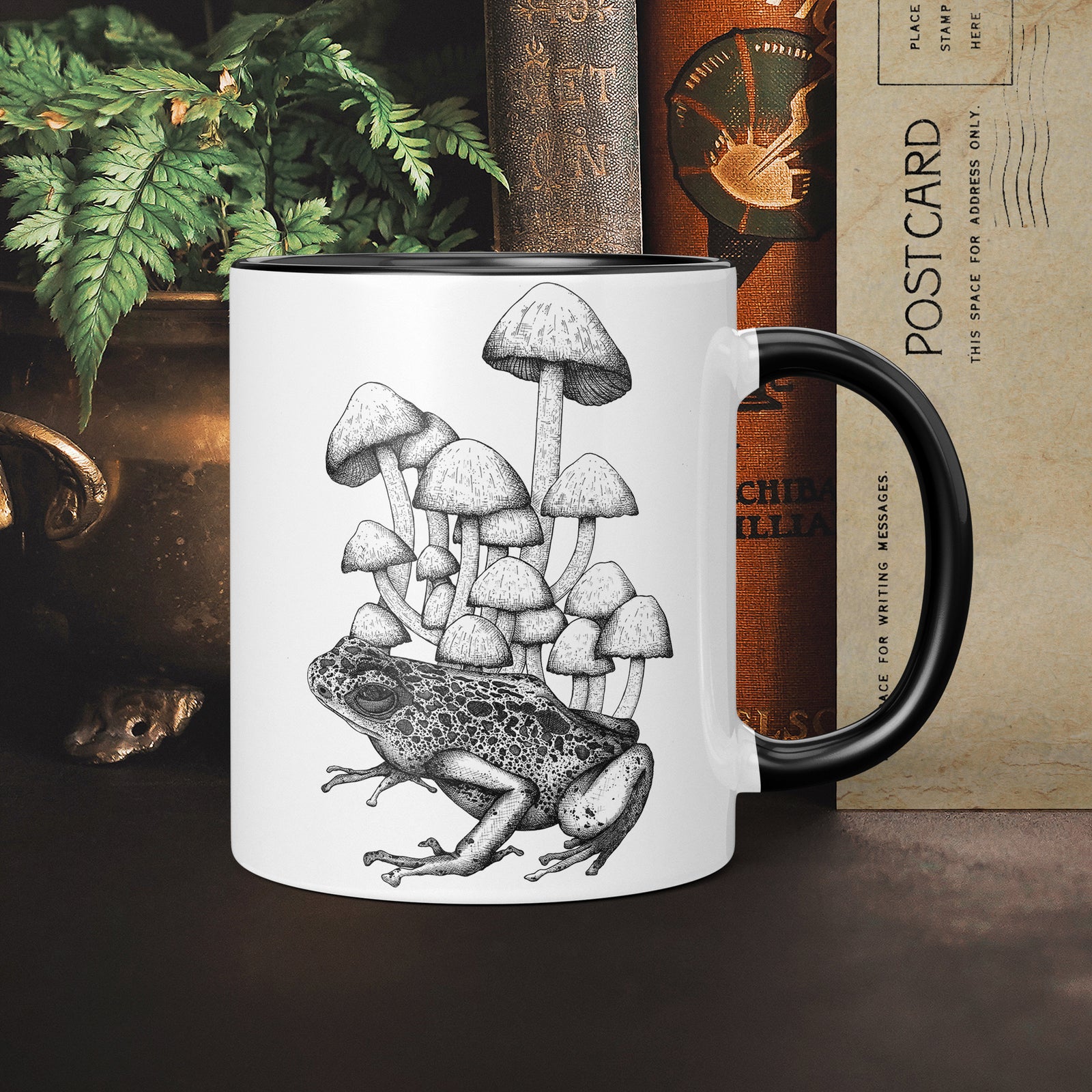 Frog and Mushrooms - Ceramic Mug