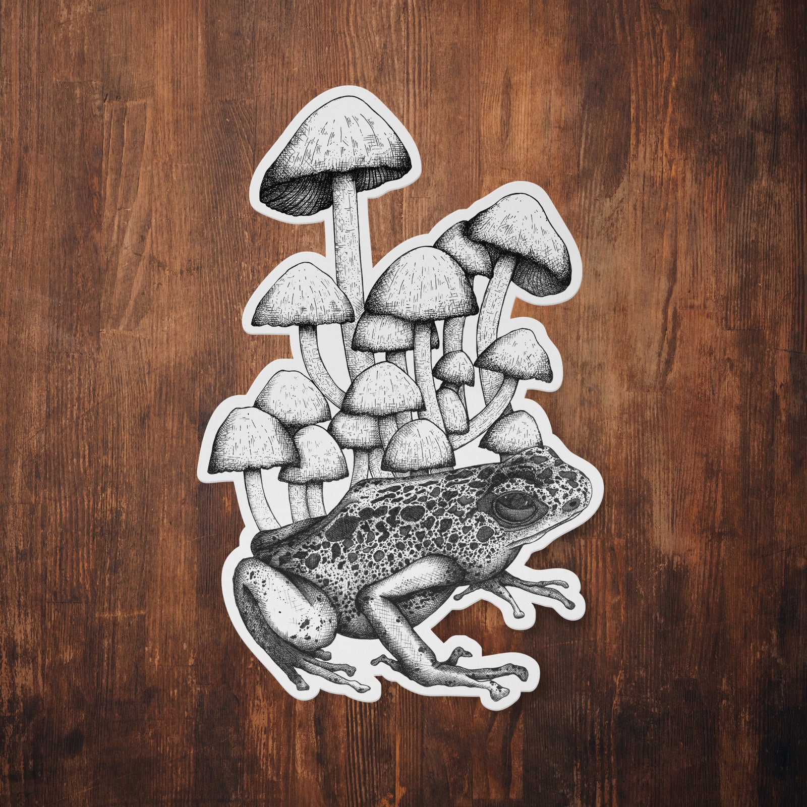 Frog and Mushrooms - Vinyl Sticker