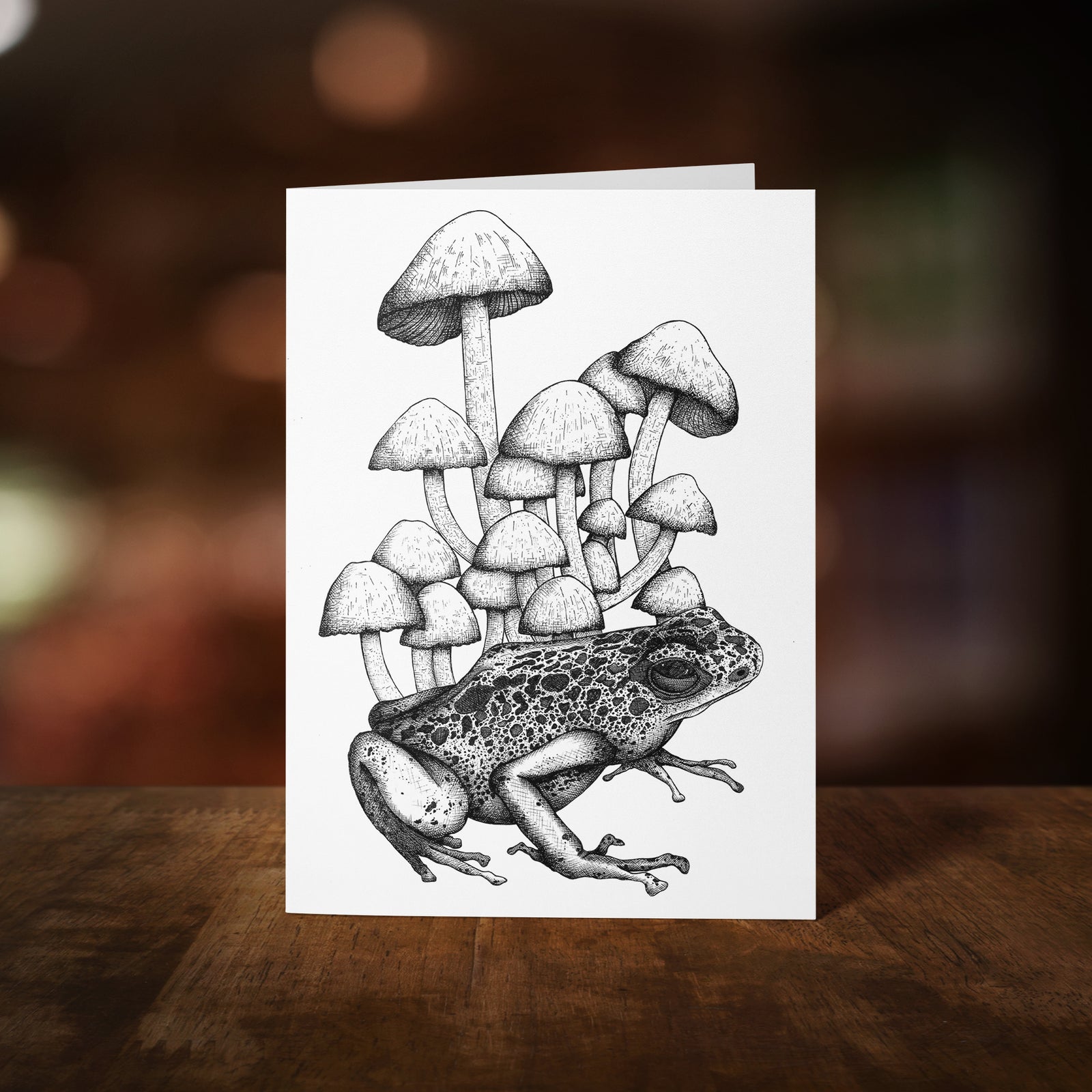 Frog and Mushrooms - Greeting Card
