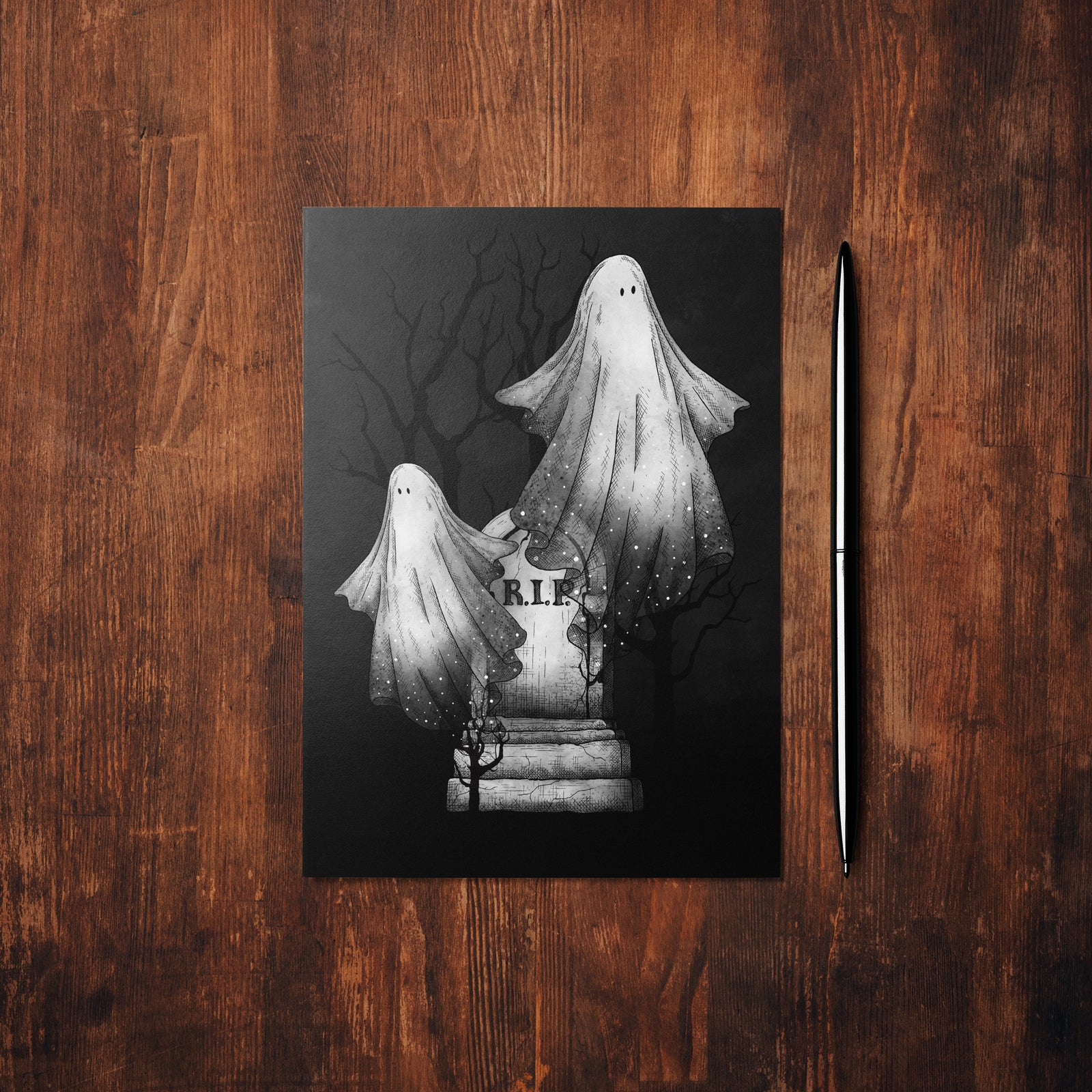 Ghost Duo - Glossy Fine Art Postcard