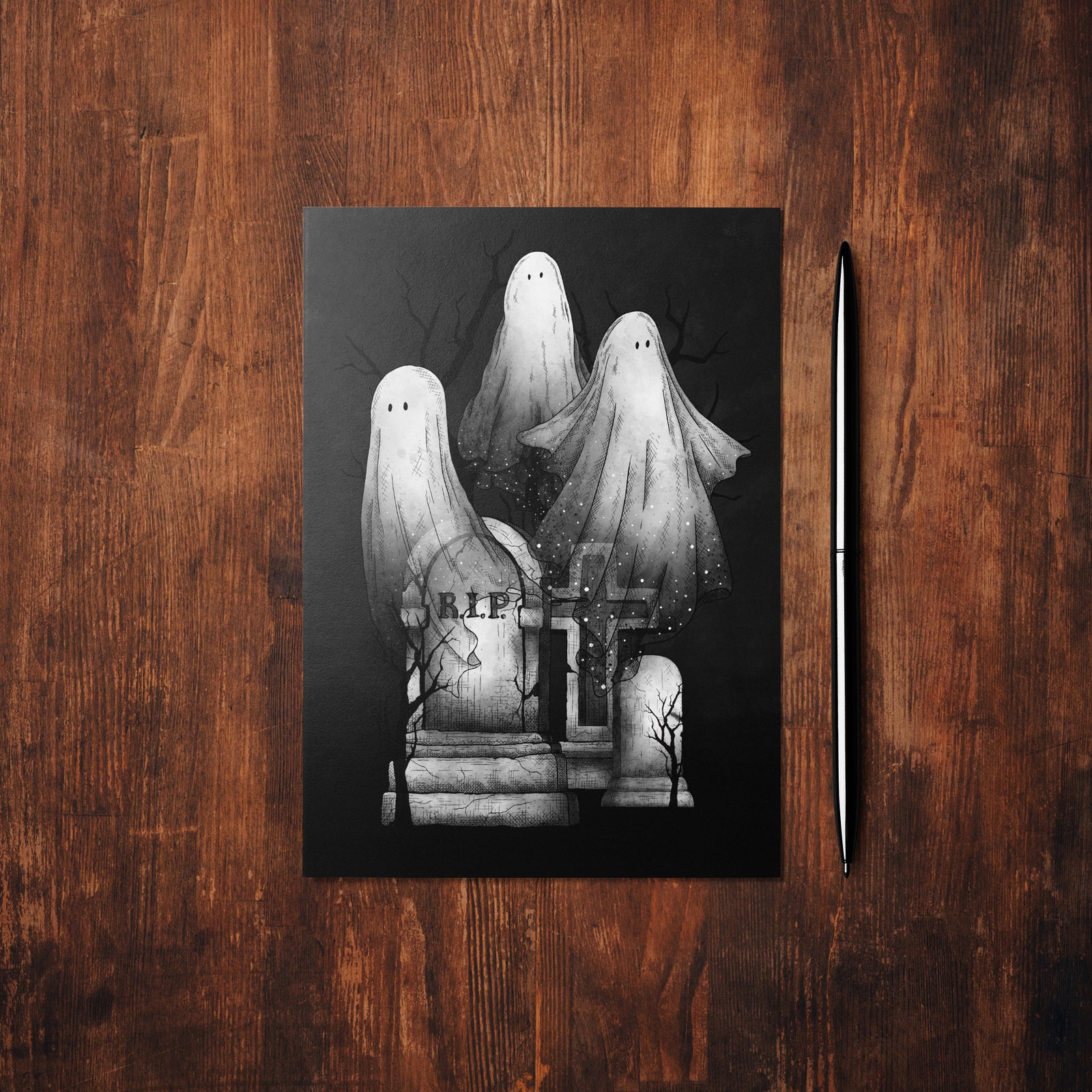 Ghost Family - Glossy Fine Art Postcard